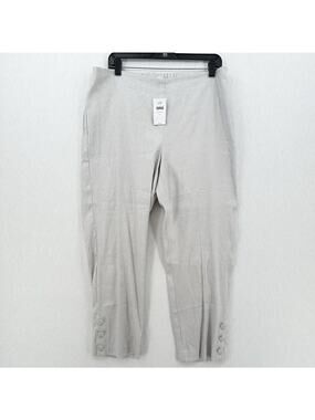 J Jill Linen Pants Women Large White Straight Ankle Coastal Beach Minimalist NEW